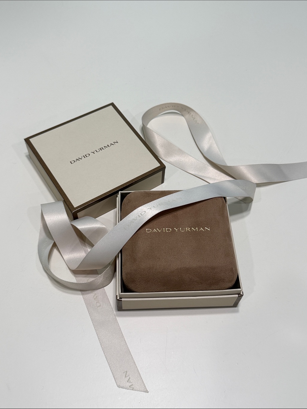 David Yurman Brown Suede Necklace Box With Presentation Box And 45&acirc; Ribbon